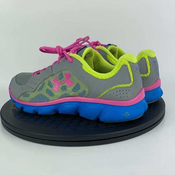 Under Armour Gray/Blue/Pink Athletic Running Shoes 1242015-035 Youth Size 6Y - Picture 7 of 12
